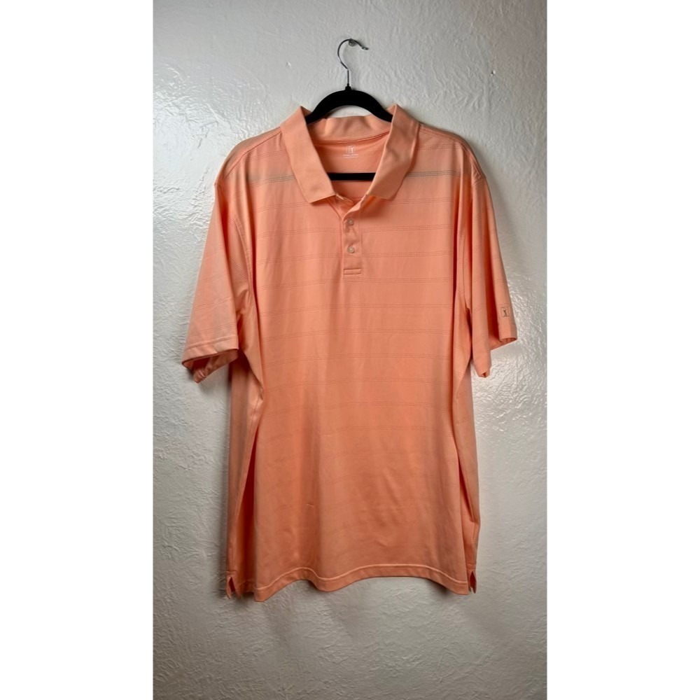 PGA Tour Polo Shirt Mens XXXL Peach Golf Country Club Athleisure Wicking Brunch